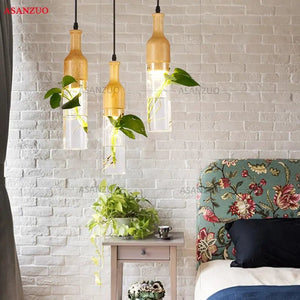 Lampes suspendues LED modernes, bois et verre BB'art meuble & déco