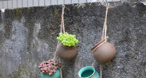 Ensemble de 4 pots suspendus rétro en céramique pour plantes BB'art meuble & déco