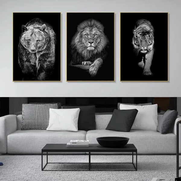 Toile noir et blanc - Lion BB'art meuble & déco