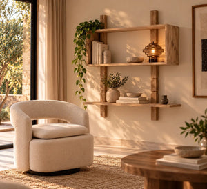 Fauteuil pivotant Laurel — bouclette blanche, confort enveloppant - Fauteuil