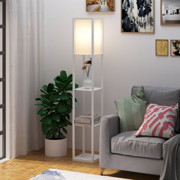 Lampadaire étagère LUMIO 160 cm – 3 tablettes, E27, 5 finitions