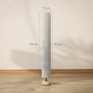 Lampadaire sur pied de salon avec abat-jour en lin, interrupteur à pied, 2 x douille E27, 120 cm, gris