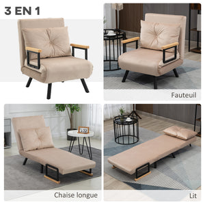 Fauteuil convertible 3 en 1, lit 1 place dossier 5 pos - Fauteuil