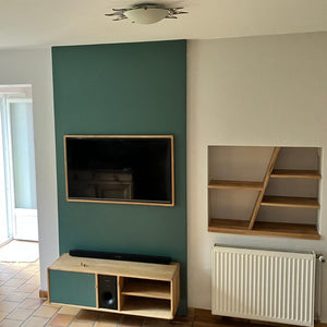 mur et Meuble tv sur mesure en chêne - BBart