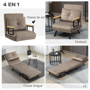 Fauteuil convertible 3 en 1, lit 1 place dossier 5 pos - Fauteuil