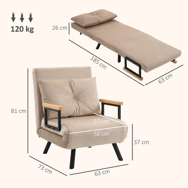 Fauteuil convertible 3 en 1, lit 1 place dossier 5 pos