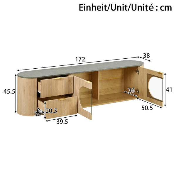 Meuble TV Vitrines 3D Compartimenté — MDF Gris