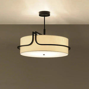 Lustre en tissu noir au design moderne minimaliste pour salon ou couloir