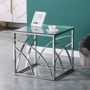 Table d'Appoint Inox & Verre — Or ou Argent, Design Sculptural - Tables basses