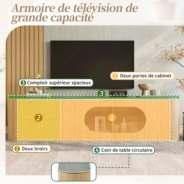 Meuble TV Vitrines 3D Compartimenté — MDF Gris