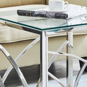 Table d'Appoint Inox & Verre — Or ou Argent, Design Sculptural - Tables basses