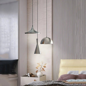 Suspension design IRON - Silver Curve – Métal argenté industriel élégant - Suspensions
