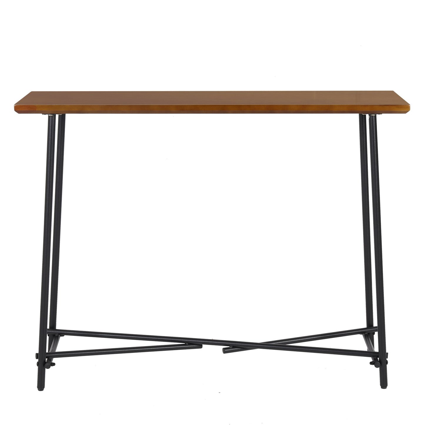 Table console robuste de couleur marron avec rangement - Teinte noyer marron