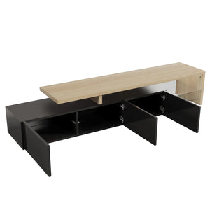 Meuble TV LED Haute Brillance — Blanc ou Noir, 2 Vitrines - Meubles TV