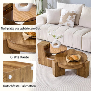 Tables Basses Duo Détachables Verre Fumé — Noir ou Noyer - Tables basses