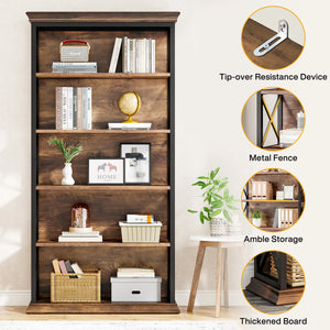 Bibliothèque Industrielle 6 Niveaux 180 cm — Métal & Bois - bibliothèque