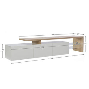 Meuble TV LED Haute Brillance — Blanc ou Noir, 2 Vitrines - Meubles TV