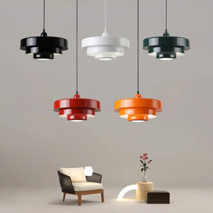 Suspension danoise rétro en métal coloré, luminaire au design vintage