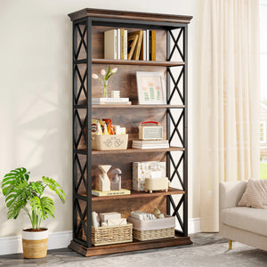 Bibliothèque Industrielle 6 Niveaux 180 cm — Métal & Bois - bibliothèque