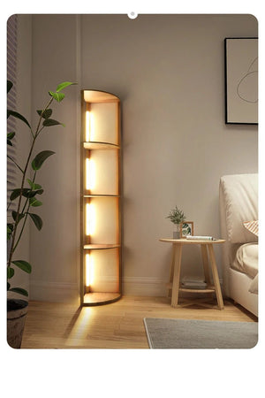 Lampadaire LED Nordic Glow Étagère Éclairée avec Interrupteur au Pied d'angle