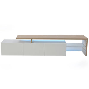 Meuble TV LED Haute Brillance — Blanc ou Noir, 2 Vitrines - Meubles TV