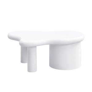 Table Basse Blanc Mat Forme Libre 2 Tiroirs — Design Organique - Tables basses