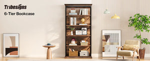 Bibliothèque Industrielle 6 Niveaux 180 cm — Métal & Bois - bibliothèque