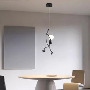 Lustre LED « Petit Homme » en Fer — Design Art Moderne Noir E27 - Lustres