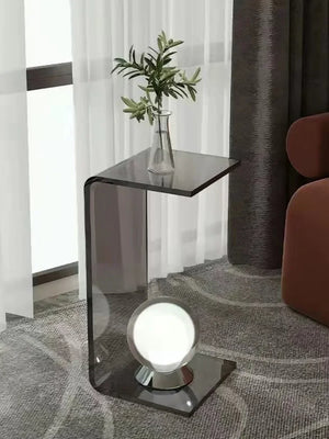 Table d’appoint en acrylique transparent C-Shaped - Design en C pour salon - Tables basses