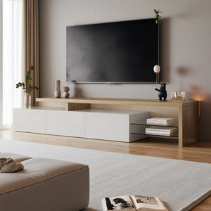 Meuble TV LED Haute Brillance — Blanc ou Noir, 2 Vitrines - Meubles TV