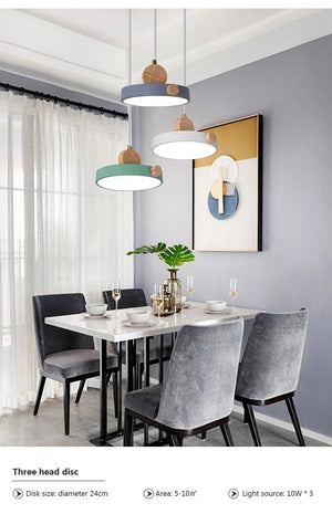 Suspension scandinave circulaire en bois et métal coloré ACELIN BB'art meuble & déco