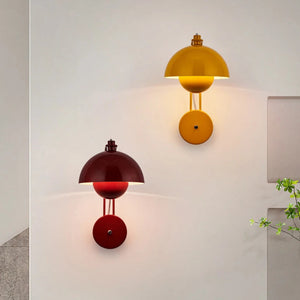 Applique Flowerpot Vintage – Luminaire mural au style rétro scandinave rouge et jaune