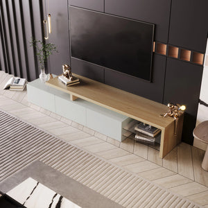 Meuble TV LED Haute Brillance — Blanc ou Noir, 2 Vitrines - Meubles TV