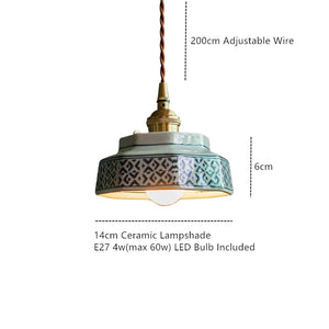 Suspension en Céramique & Cuivre Style Japonais — Multicolore E27