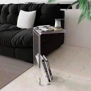 Table d’appoint en acrylique transparent C-Shaped - Design en C pour salon - Tables basses