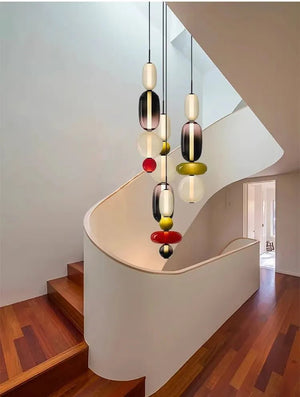 Suspension en Verre Coloré — Style Loft Nordique, 2 Lampes - Suspensions