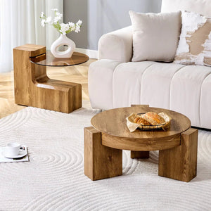 Tables Basses Duo Détachables Verre Fumé — Noir ou Noyer - Tables basses