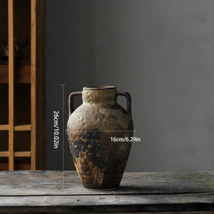 Vase en céramique rustique de coloris beige en 26 cm