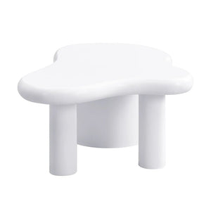 Table Basse Blanc Mat Forme Libre 2 Tiroirs — Design Organique - Tables basses