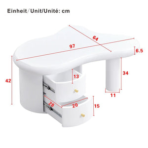 Table Basse Blanc Mat Forme Libre 2 Tiroirs — Design Organique - Tables basses
