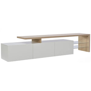 Meuble TV LED Haute Brillance — Blanc ou Noir, 2 Vitrines - Meubles TV