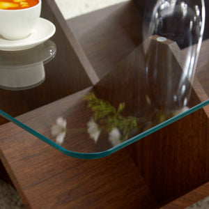 Table Basse Verre Trempé & Noyer — Légèreté et Chaleur - Tables basses