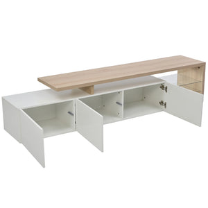 Meuble TV LED Haute Brillance — Blanc ou Noir, 2 Vitrines - Meubles TV