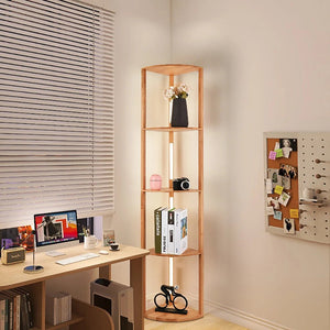 Lampadaire LED Nordic Glow – Étagère Éclairée avec Interrupteur au Pied 