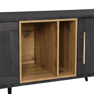Meuble TV VOGA en Bois et Métal rangement couleur chêne