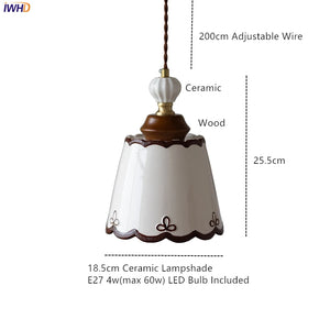 Suspension en Céramique & Cuivre Style Japonais — Multicolore E27