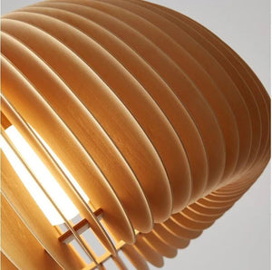 Suspension LED en bois massif style japonais - Luminaire citrouille
