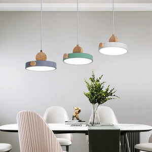Suspension scandinave circulaire en bois et métal coloré ACELIN BB'art meuble & déco