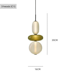 Suspension en Verre Coloré — Style Loft Nordique, 2 Lampes - Suspensions
