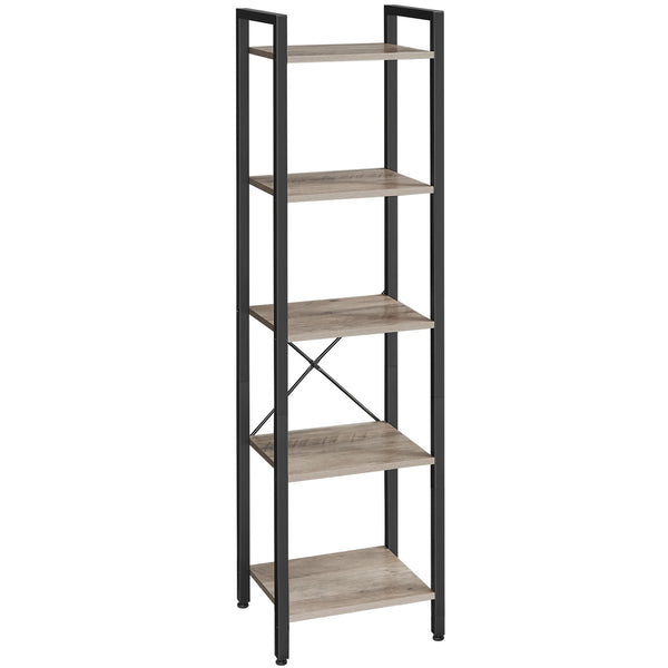 Étagère Loftia – Bibliothèque métal & bois 5 niveaux, 30 x 40 x 153 cm, Style Industriel